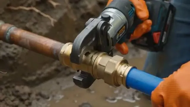 Finished PEX manifold connected to a copper supply line in a utility room