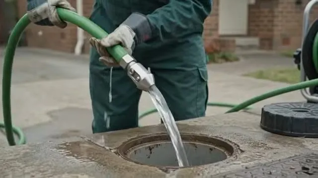 High-pressure hydro jet nozzle spraying in a test