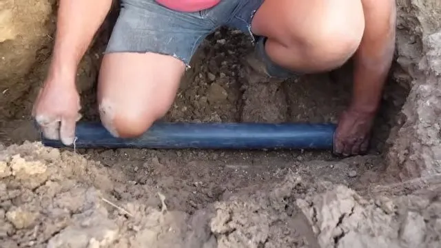 Measuring a burst water line in an excavation