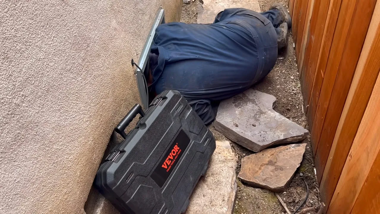 Plumber searching a crawlspace for a leak