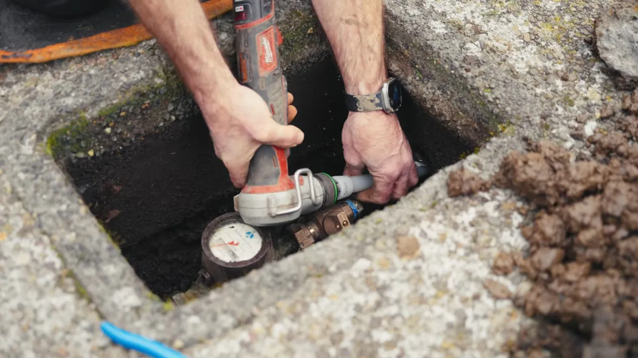 Repairing a water service line in a front yard