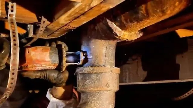 Severely corroded cast-iron drain joint