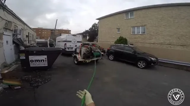 Water flowing from a sewer cleanout after hydro jetting